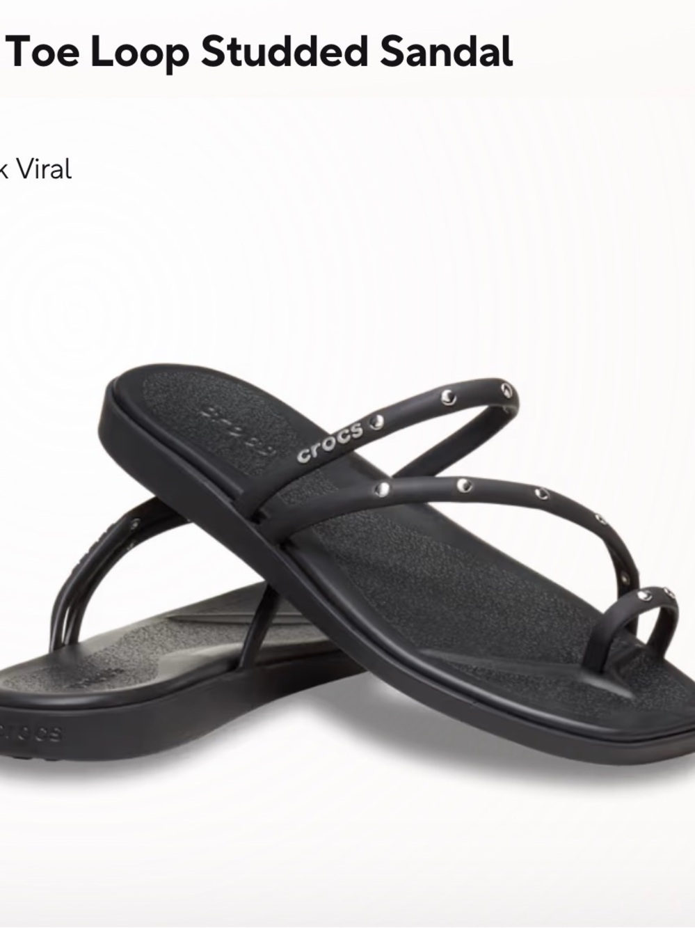 CROCS Miami Black Toe Loop Studded Sandal